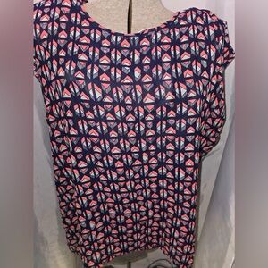 Women's Live 4 Truth 1X Pink And Blue Semi Sheer Tunic Blouse